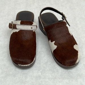 Re/Done Cow Print Leather Clogs Unworn
